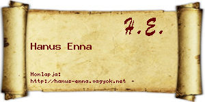 Hanus Enna névjegykártya